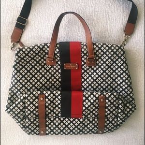 kate spade Juliet Brown/White Canvas Weekender Bag